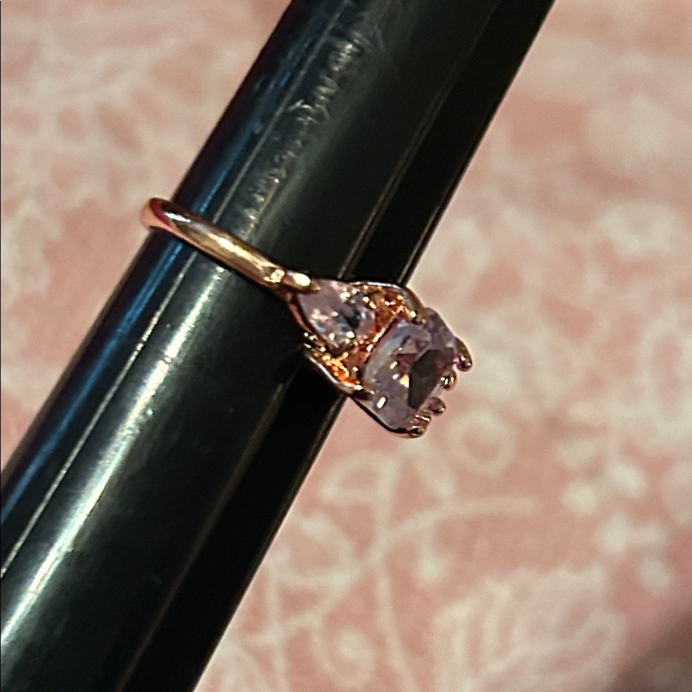 Rose Gold Plate Rhinestone Ring - Picture 4 of 12